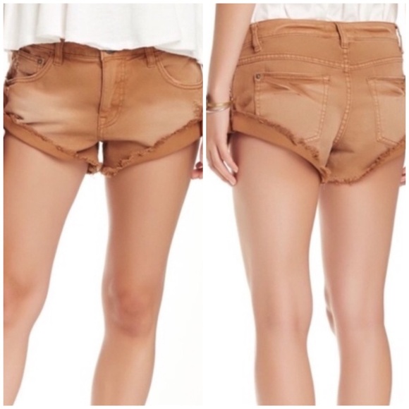 Free People Irreplaceable Cut Off Denim Shorts 24 tan brown jeans - Picture 10 of 10
